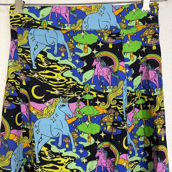 Nooworks Slip Skirt Unicorn Womens XS Multi Midi Elastic Slit Rainbow Novelty - Picture 6 of 8